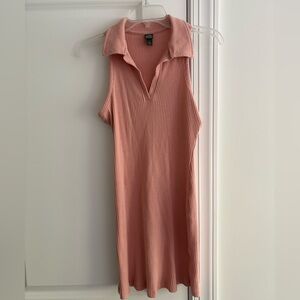 Sleeveless Pink Ribbed Dress